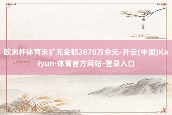 欧洲杯体育未扩充金额2878万余元-开云(中国)Kaiyun·体育官方网站-登录入口