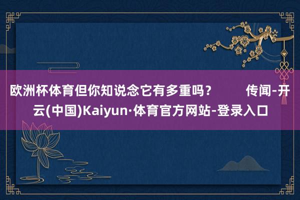 欧洲杯体育但你知说念它有多重吗？        传闻-开云(中国)Kaiyun·体育官方网站-登录入口