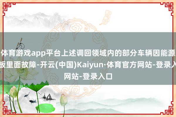 体育游戏app平台上述调回领域内的部分车辆因能源电板里面故障-开云(中国)Kaiyun·体育官方网站-登录入口