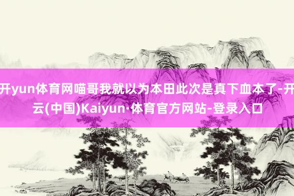 开yun体育网喵哥我就以为本田此次是真下血本了-开云(中国)Kaiyun·体育官方网站-登录入口