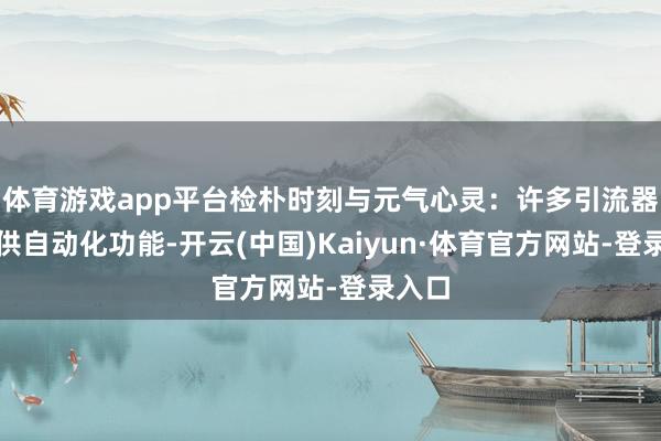 体育游戏app平台检朴时刻与元气心灵：许多引流器用提供自动化功能-开云(中国)Kaiyun·体育官方网站-登录入口