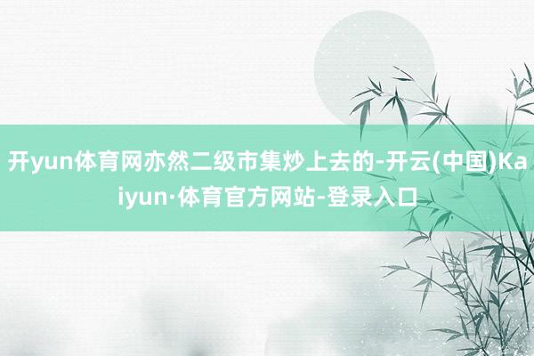 开yun体育网亦然二级市集炒上去的-开云(中国)Kaiyun·体育官方网站-登录入口
